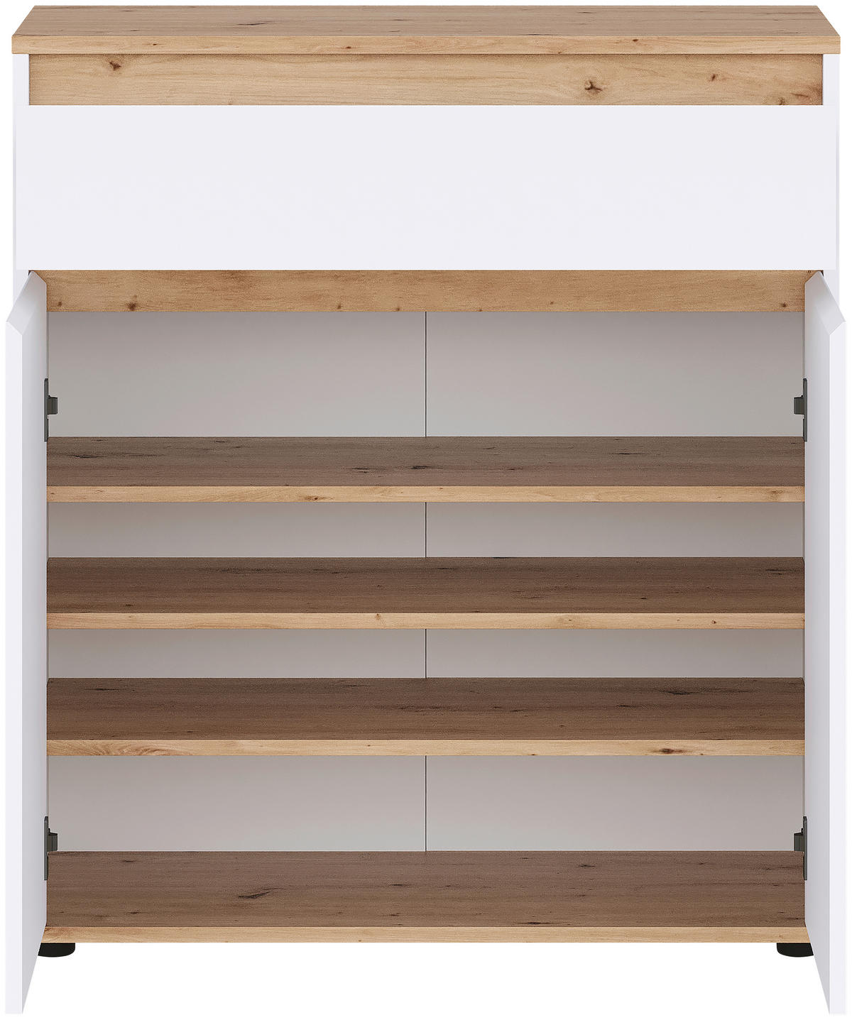 SCHUHSCHRANK Weiß, Eiche Artisan  - Schwarz/Weiß, MODERN, Holzwerkstoff (83,4/93/38cm) - Carryhome