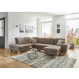 WOHNLANDSCHAFT in Mikrofaser Graubraun  - Wildeiche/Graubraun, KONVENTIONELL, Holz/Textil (243/343/185cm) - Voleo