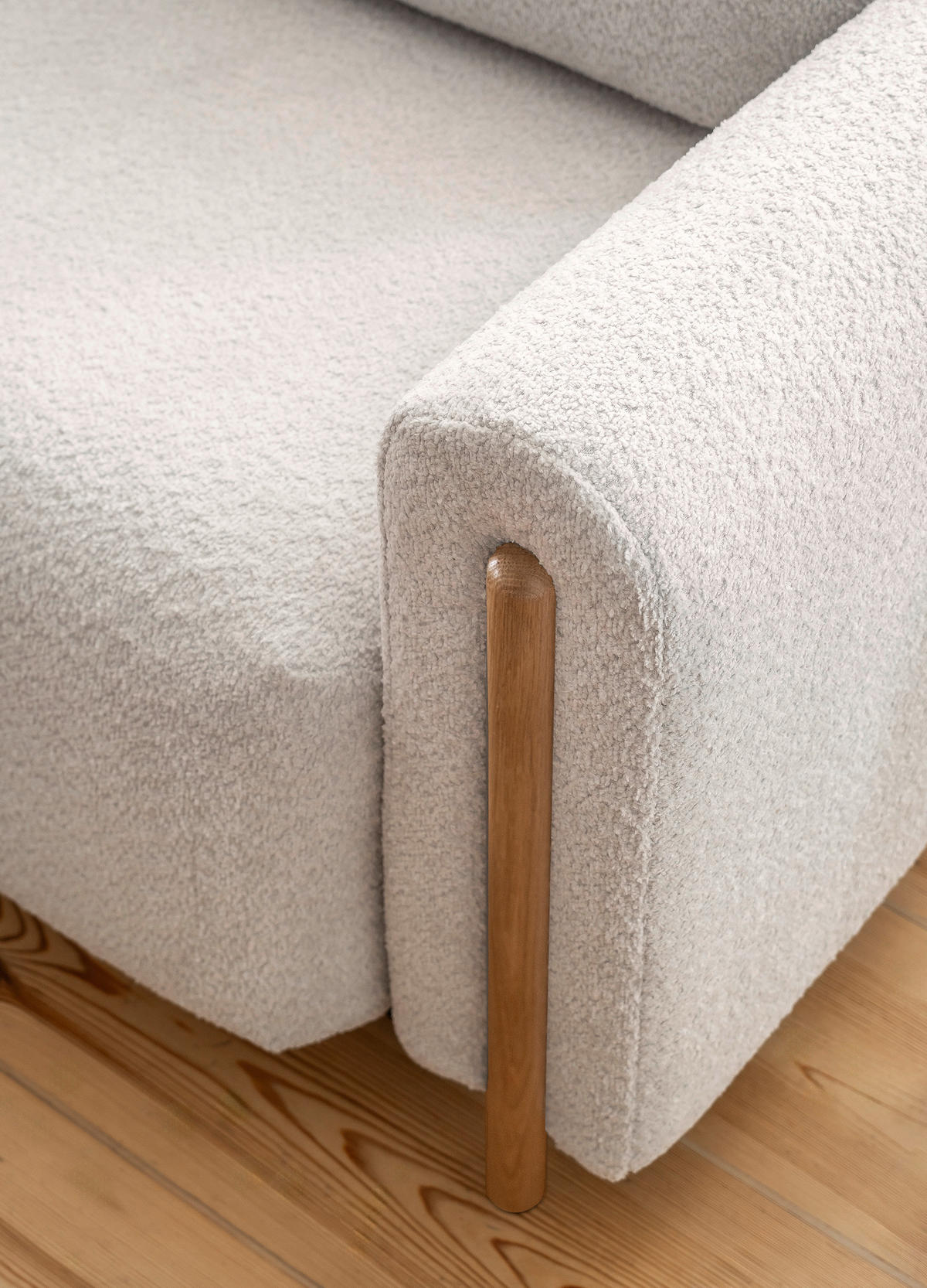 SCHLAFSOFA Teddystoff Beige  - Eichefarben/Beige, Design, Holz/Textil (244/97/97cm) - MID.YOU