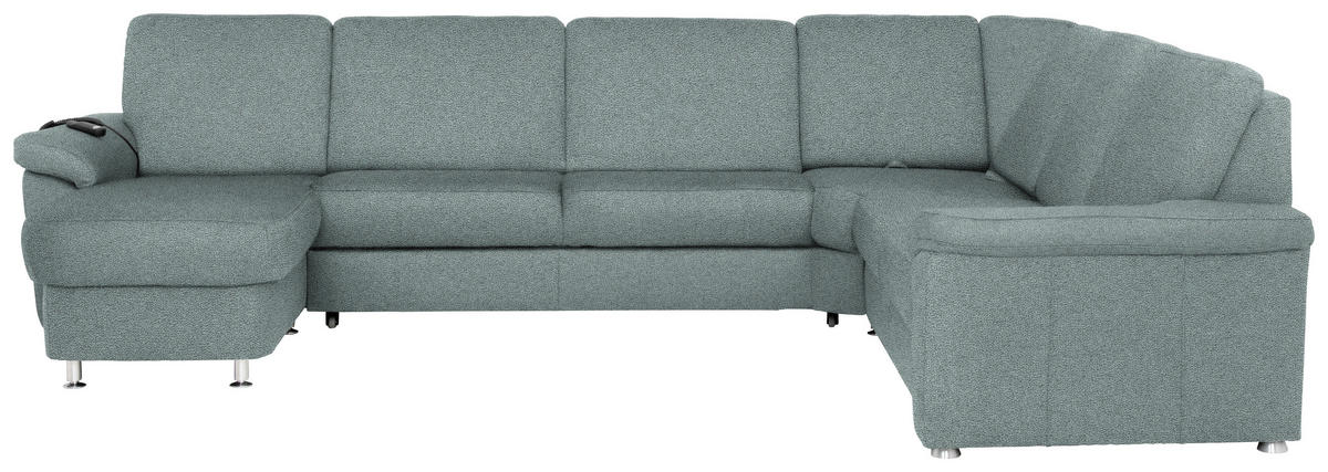 WOHNLANDSCHAFT in Flachgewebe Salbeigrün  - Chromfarben/Salbeigrün, Konventionell, Textil/Metall (163/330/240cm) - Beldomo System