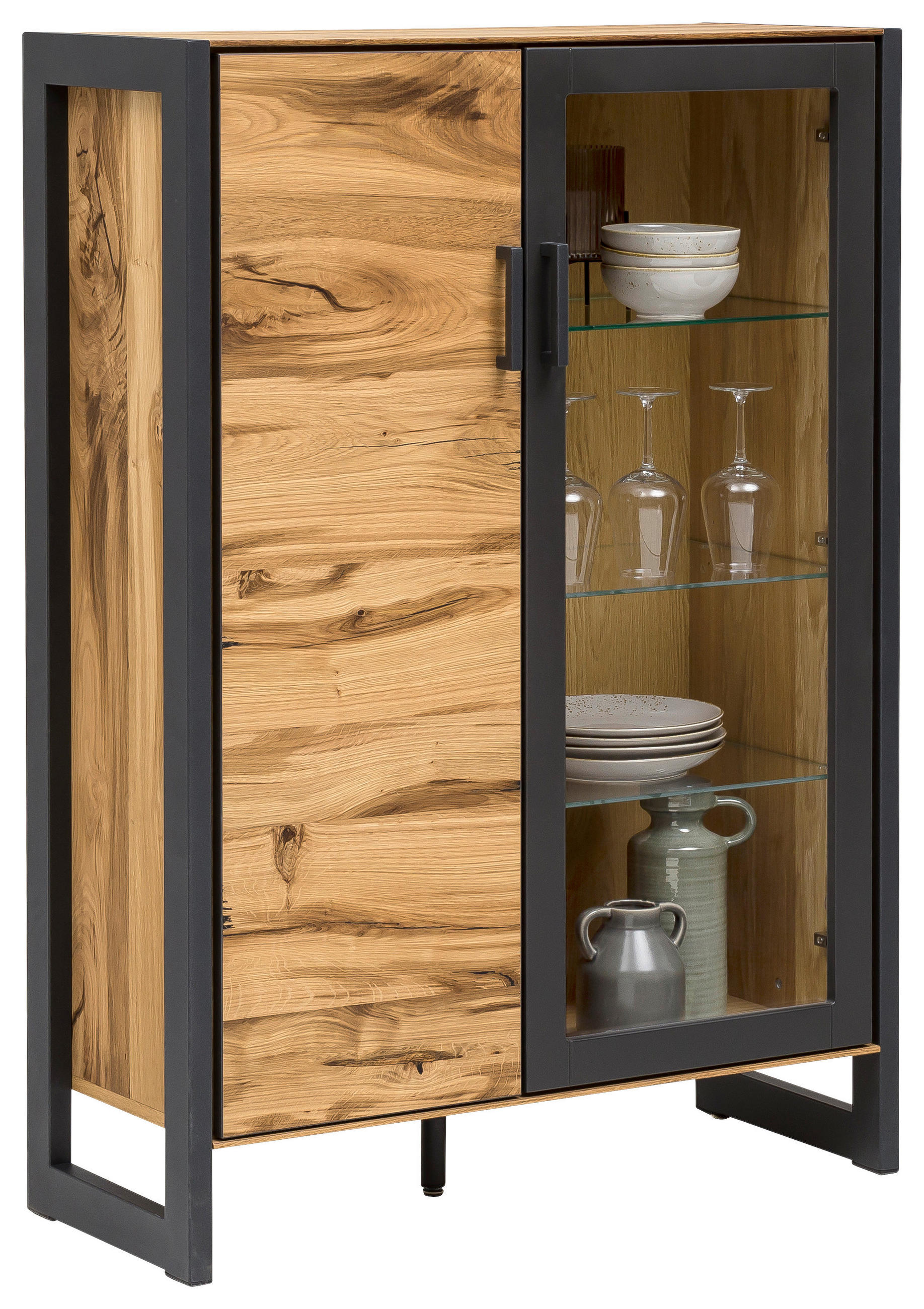 VITRINE Eiche furniert Alteiche - Alteiche/Eichefarben, Trend, Glas/Holz (98/141/40cm) - Carryhome