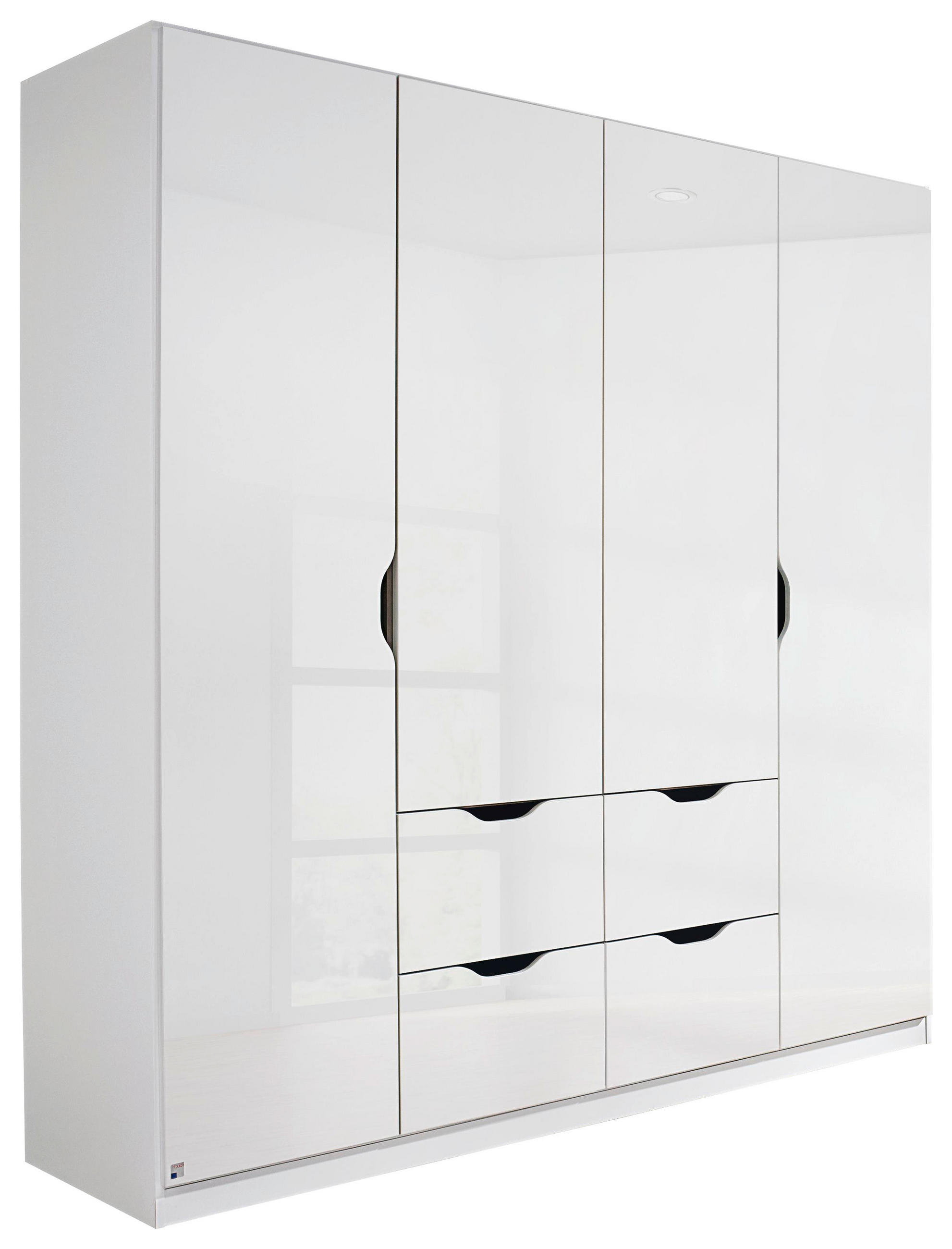 KLEIDERSCHRANK 4-türig Weiß, Weiß Hochglanz  - Weiß Hochglanz/Weiß, KONVENTIONELL, Holzwerkstoff (181/197/54cm) - Xora