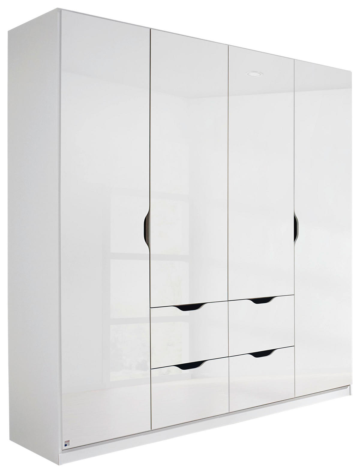 KLEIDERSCHRANK 4-türig Weiß, Weiß Hochglanz  - Weiß Hochglanz/Weiß, KONVENTIONELL, Holzwerkstoff (181/197/54cm) - Xora