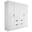 KLEIDERSCHRANK 4-türig Weiß, Weiß Hochglanz  - Weiß Hochglanz/Weiß, KONVENTIONELL, Holzwerkstoff (181/197/54cm) - Xora