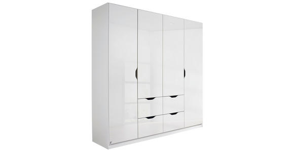 KLEIDERSCHRANK 4-türig Weiß, Weiß Hochglanz  - Weiß Hochglanz/Weiß, KONVENTIONELL, Holzwerkstoff (181/197/54cm) - Xora