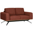 2-SITZER-SOFA in Struktur Rostfarben  - Rostfarben/Schwarz, Design, Holz/Textil (166/85-104/95cm) - Novel