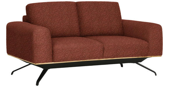 2-SITZER-SOFA in Struktur Rostfarben - Rostfarben/Schwarz, Design, Holz/Textil (166/85-104/95cm) - Novel
