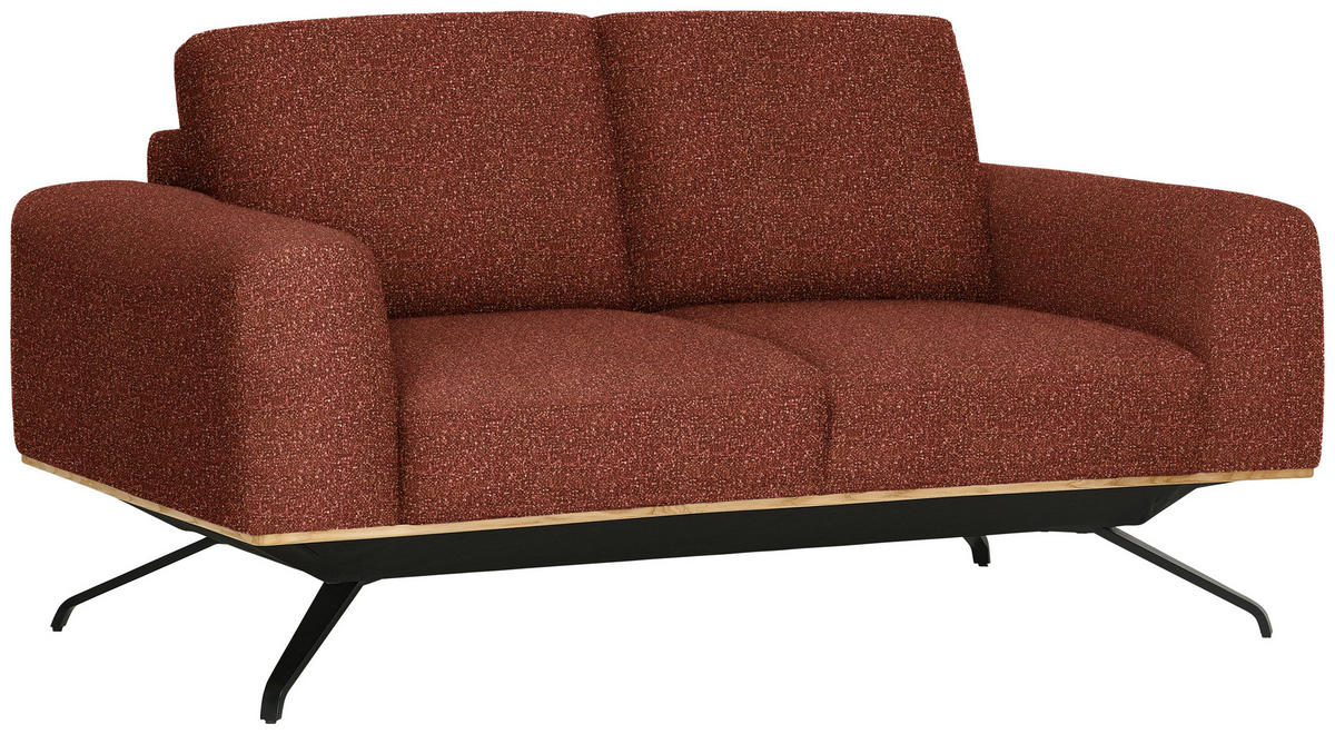 2-SITZER-SOFA in Struktur Rostfarben  - Rostfarben/Schwarz, Design, Holz/Textil (166/85-104/95cm) - Novel