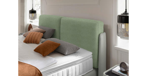 BOXSPRINGBETT 180/200 cm  in Hellgrau, Mintgrün  - Hellgrau/Schwarz, Design, Textil/Metall (180/200cm) - Johann Jakob