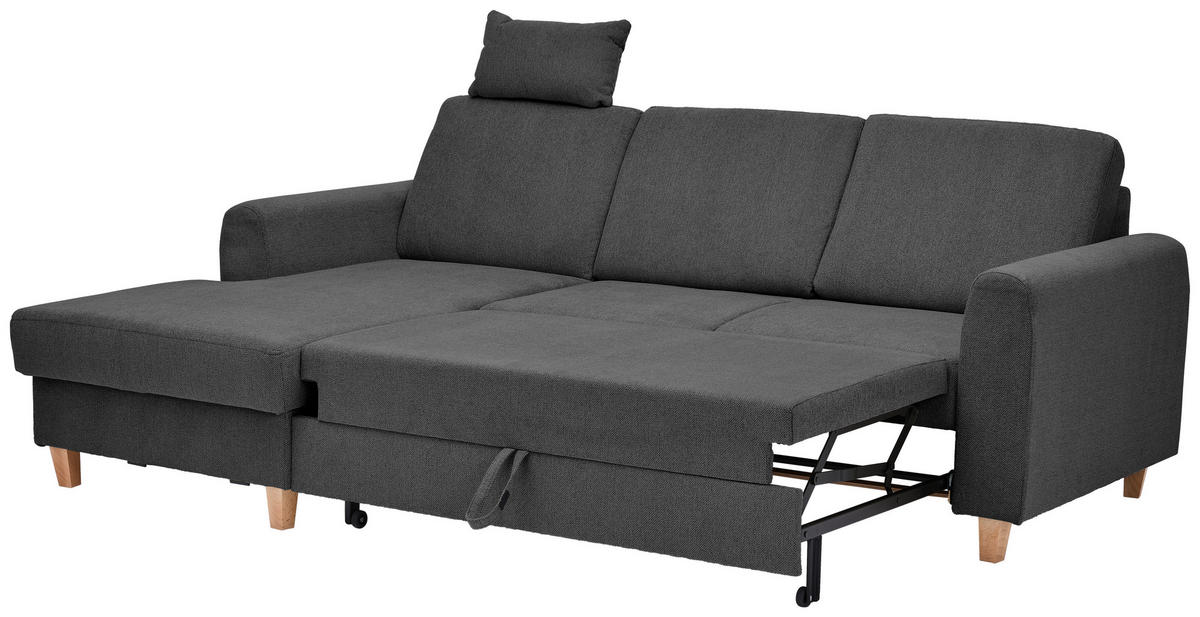 HÖRNSOFFA i flatväv antracit  - bokfärgad/antracit, Klassisk, trä/textil (166/241cm) - MID.YOU