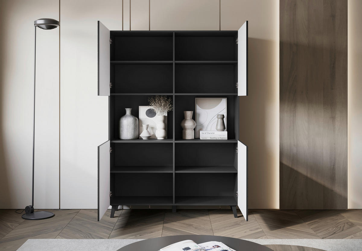 HIGHBOARD  in 120/172/39,1 cm  - Schwarz, Design, Holzwerkstoff/Kunststoff (120/172/39,1cm) - Livetastic