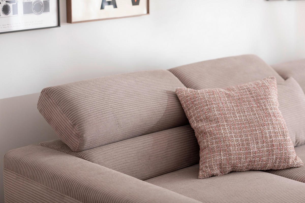 ECKSOFA  in Cord Taupe  215-217/293 cm  - Taupe/Schwarz, Design, Textil/Metall (215-217/293cm) - Schöner Wohnen