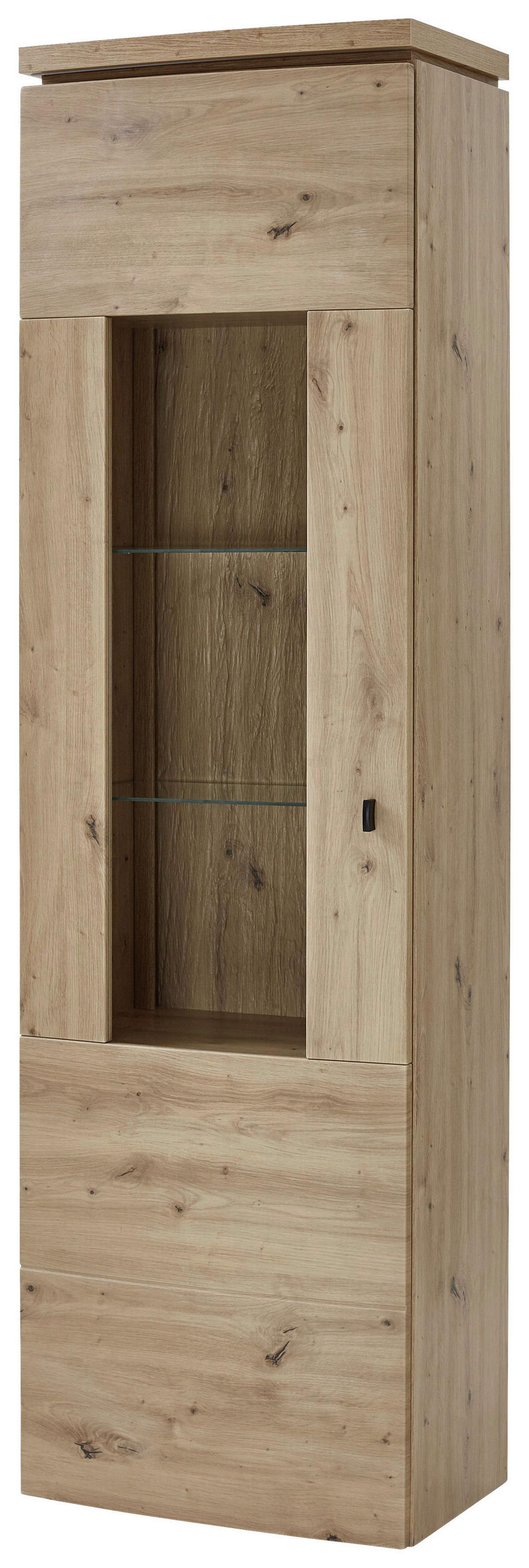 VITRINE  in Eiche Artisan  - Schwarz/Eiche Artisan, MODERN, Glas/Holzwerkstoff (60/208,2/39,7cm) - Modante
