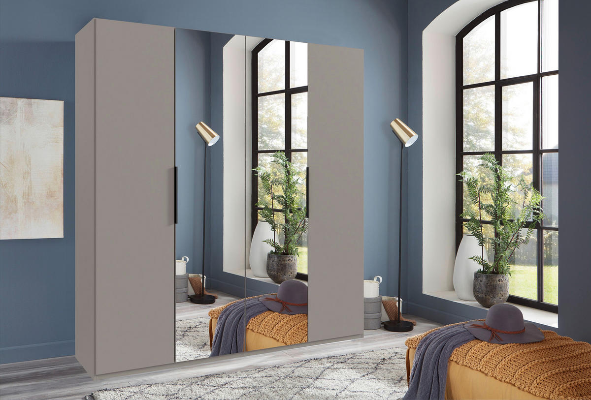 DREHTÜRENSCHRANK  in Sahara  - Schwarz/Sahara, MODERN, Glas/Holzwerkstoff (200/236/58cm) - MID.YOU