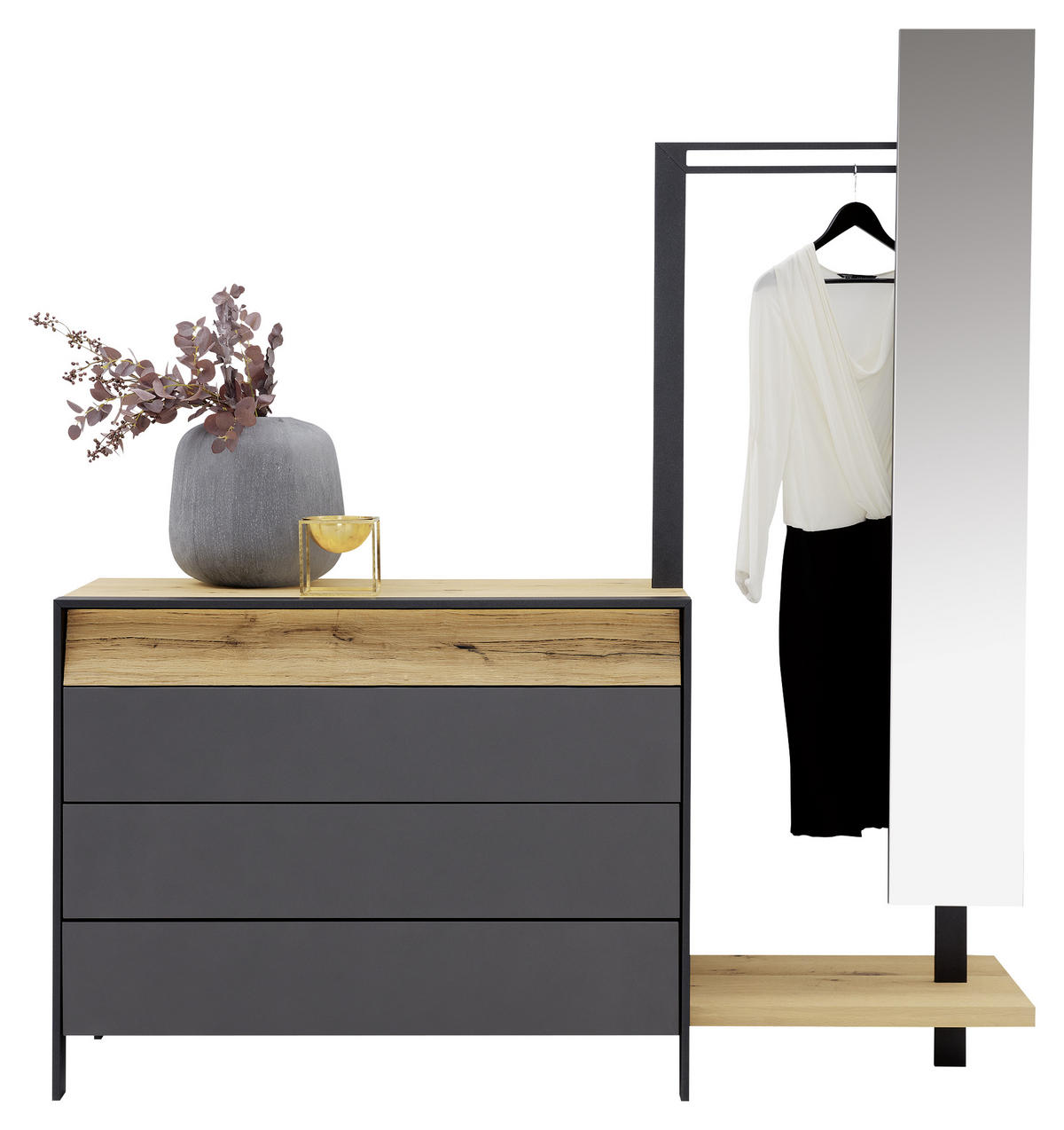 KOMMODE Joline  in 115,2/91/49 cm  - Eichefarben/Anthrazit, Design, Holz/Metall (115,2/91/49cm) - Musterring