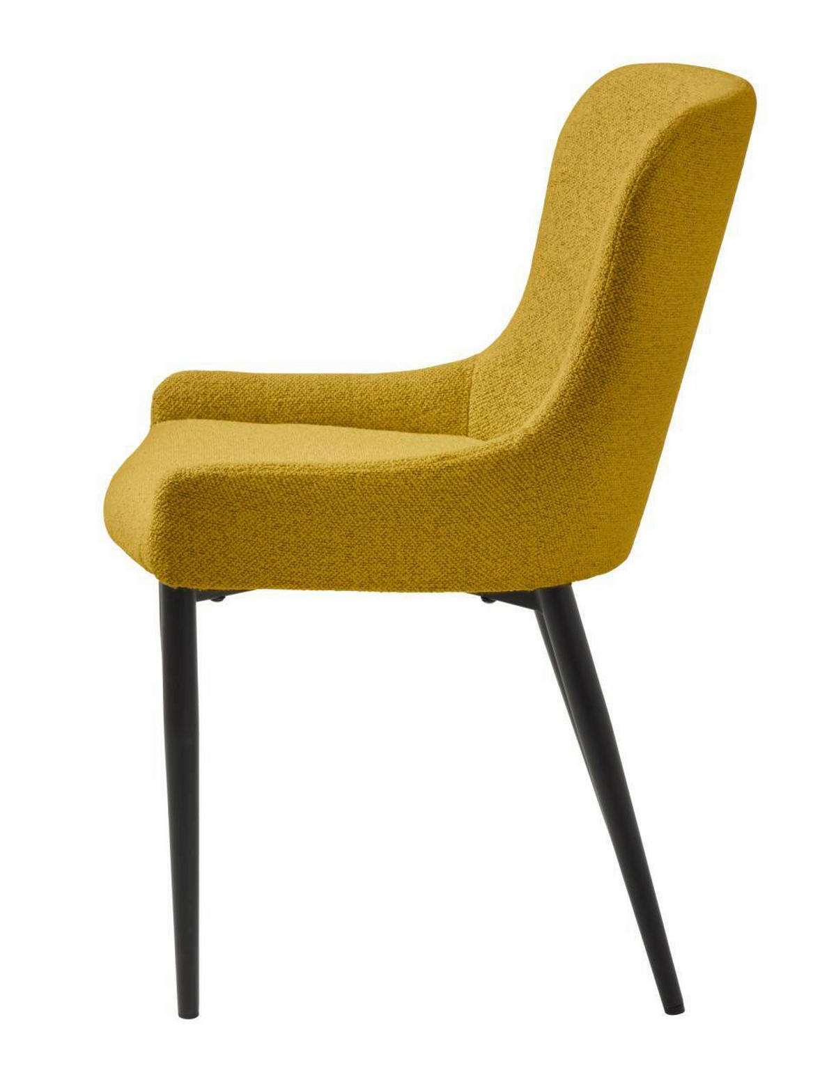 STUHL 2 Stück  in Bouclé Textil  - Gelb/Schwarz, MODERN, Textil/Metall (52/82/60cm) - Livetastic
