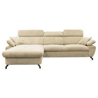ECKSOFA OMEGA in Chenille Beige  186/280 cm  - Beige/Schwarz, Design, Textil/Metall (186/280cm) - MID.YOU