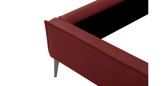 POLSTERBETT 200/200 cm,  in Rot, gepolstertes Kopfteil,  - Rot/Schwarzchrom, KONVENTIONELL, Leder/Metall (200/200cm) - Esposa