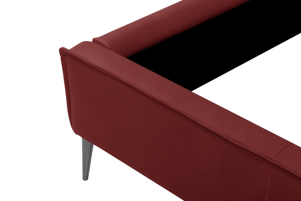POLSTERBETT 180/200 cm,  in Rot, gepolstertes Kopfteil,  - Rot/Schwarzchrom, KONVENTIONELL, Leder/Metall (180/200cm) - Esposa