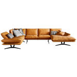 WOHNLANDSCHAFT  in Echtleder Currygelb  - Currygelb/Schwarz, Natur, Leder/Metall (217/359/155cm) - Dieter Knoll