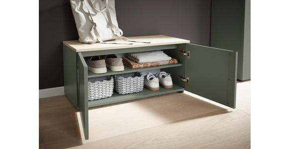 GARDEROBENBANK  in 80/40/38 cm  - Kaschmir/Eichefarben, Design, Kunststoff/Metall (80/40/38cm) - Voleo