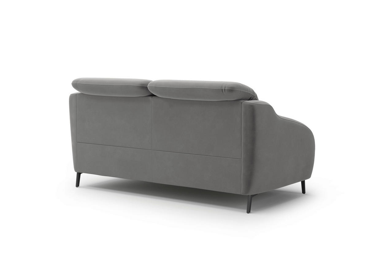 2,5-SITZER in Samt Grau  - Schwarz/Grau, MODERN, Textil/Metall (172/93/104cm) - Sit & More