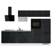 KÜCHENLEERBLOCK 300 cm   in Schwarz, Eiche dunkel  - Eiche dunkel/Schwarz, Design, Holzwerkstoff/Metall (300cm) - Impuls