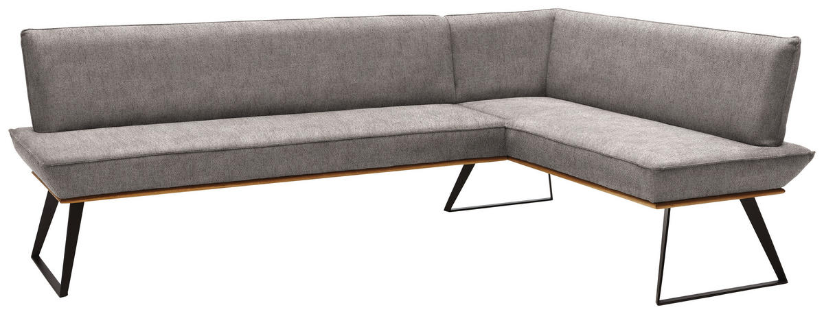 ECKBANK in Holz, Metall, Textil Schwarz, Eichefarben, Hellbraun  - Hellbraun/Eichefarben, Design, Holz/Textil (243/163cm) - Voleo