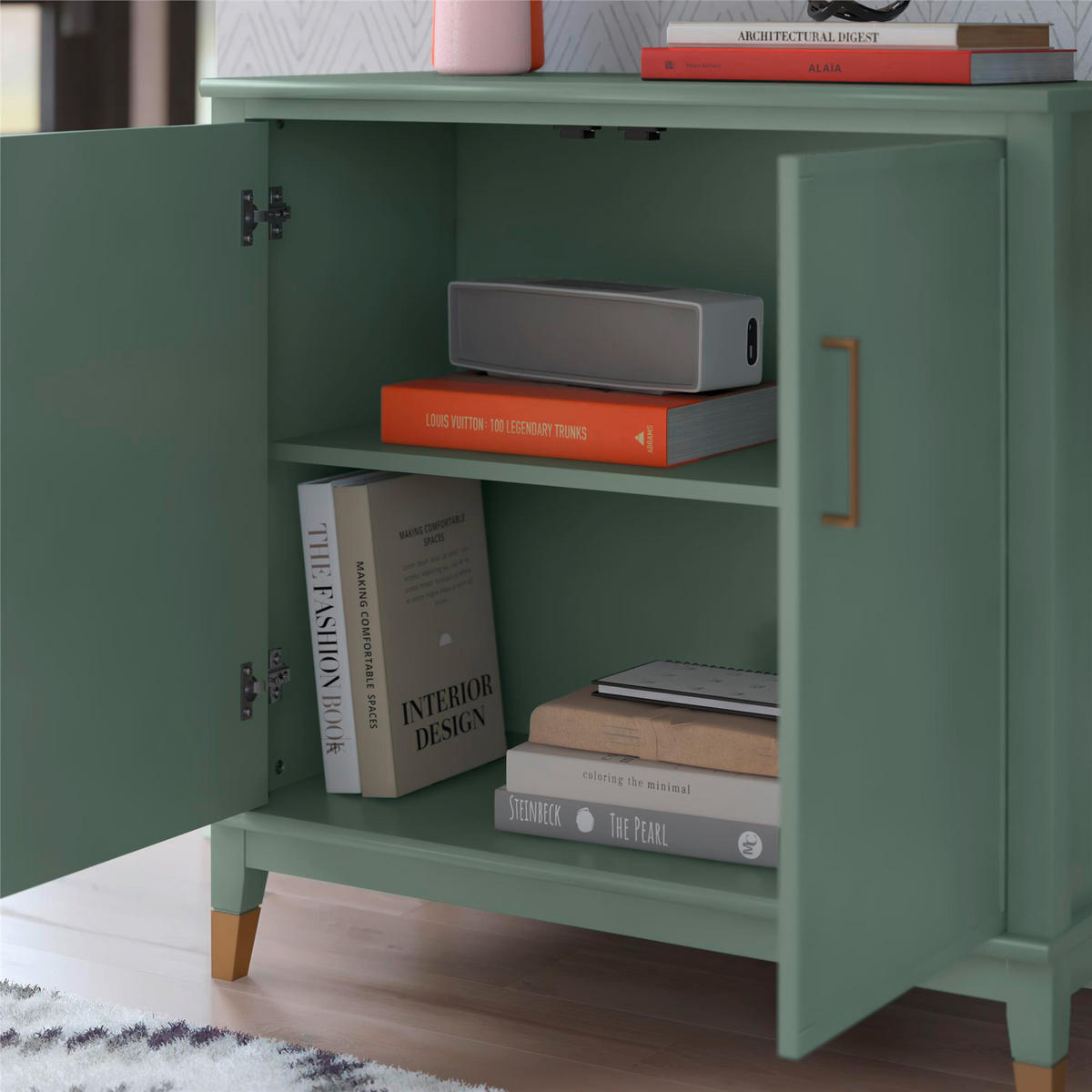 HIGHBOARD Westerleigh  in 86/85/41 cm  - Goldfarben/Hellgrün, Design, Holzwerkstoff/Metall (86/85/41cm) - MID.YOU