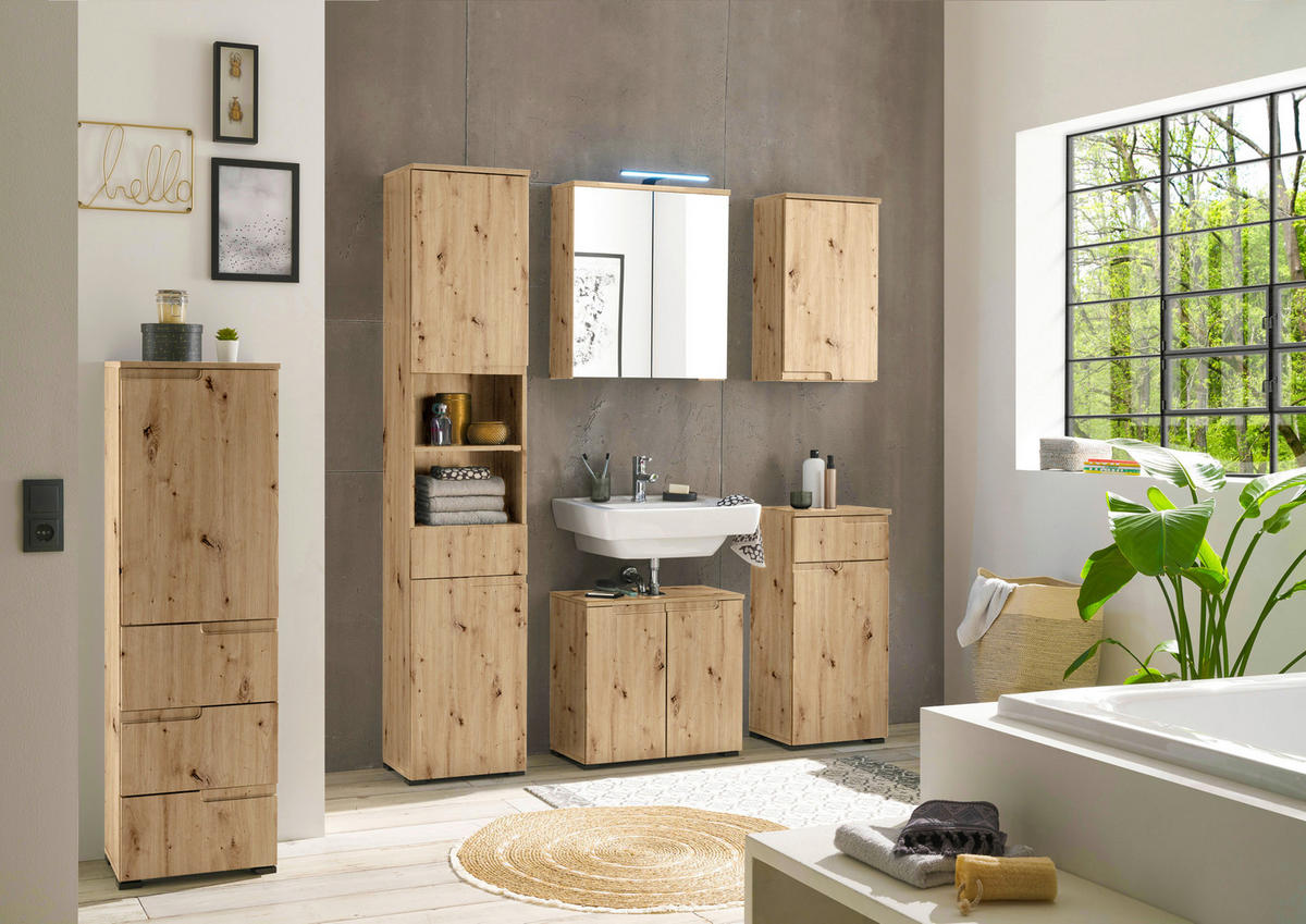 SPIEGELSCHRANK 60/67/20 cm  - Eiche Artisan, MODERN, Glas/Holzwerkstoff (60/67/20cm) - MID.YOU