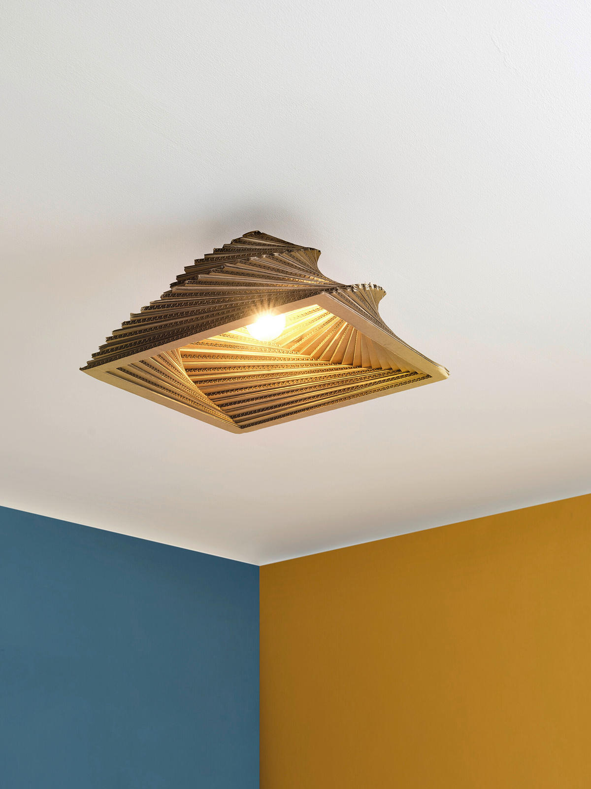 DECKENLEUCHTE Modern 40/40/22,5 cm    - Natur, Karton/Metall (40/40/22,5cm) - Osram