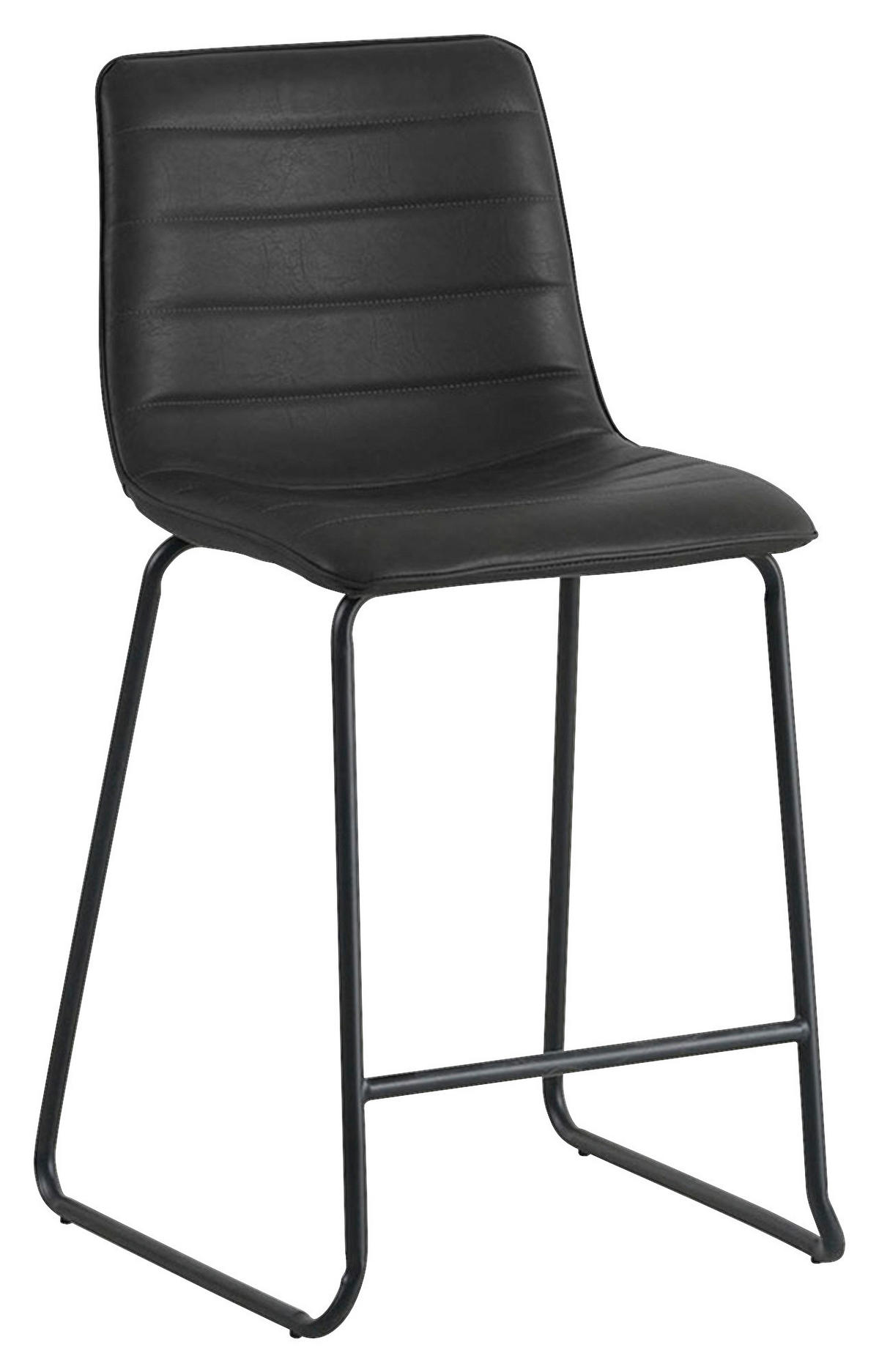 BARHOCKER-SET Lederlook Schwarz Stahl  - Schwarz, KONVENTIONELL, Kunststoff/Textil (49/98/54,5cm) - MID.YOU