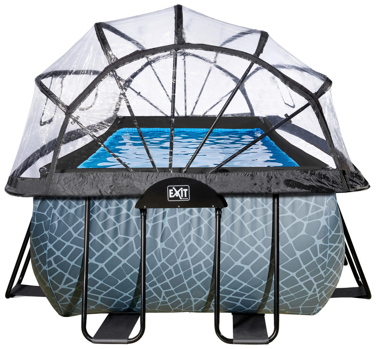 POOL-SET STONE 540/250/122 cm  - Grau, KONVENTIONELL, Metall (540/250/122cm) - EXIT Toys