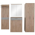 GARDEROBE 4-teilig  in 220/200/38 cm  - Eichefarben/Grau, KONVENTIONELL, Holzwerkstoff (220/200/38cm) - Moderano