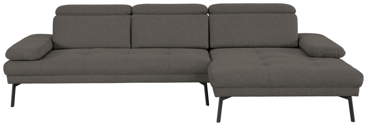 ECKSOFA Eckteil, Ottomane rechts  More_LZ Anthrazit Webstoff  - Anthrazit/Schwarz, Design, Textil/Metall (296/188cm) - Xora
