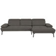 ECKSOFA Anthrazit Webstoff  - Anthrazit/Schwarz, Design, Textil/Metall (296/188cm) - Xora