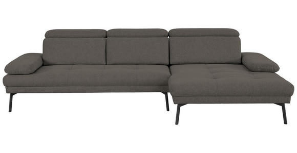 ECKSOFA Anthrazit Webstoff  - Anthrazit/Schwarz, Design, Textil/Metall (296/188cm) - Xora