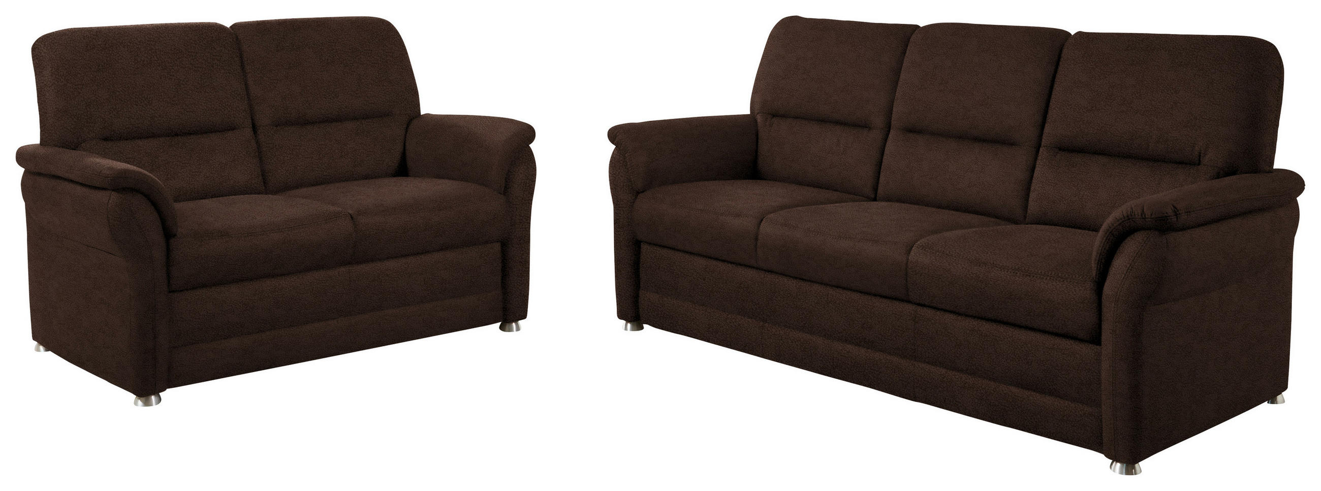 SITZGARNITUR in Mikrofaser Dunkelbraun  - Dunkelbraun/Alufarben, KONVENTIONELL, Textil/Metall (192,0/96/89cm) - Beldomo Comfort