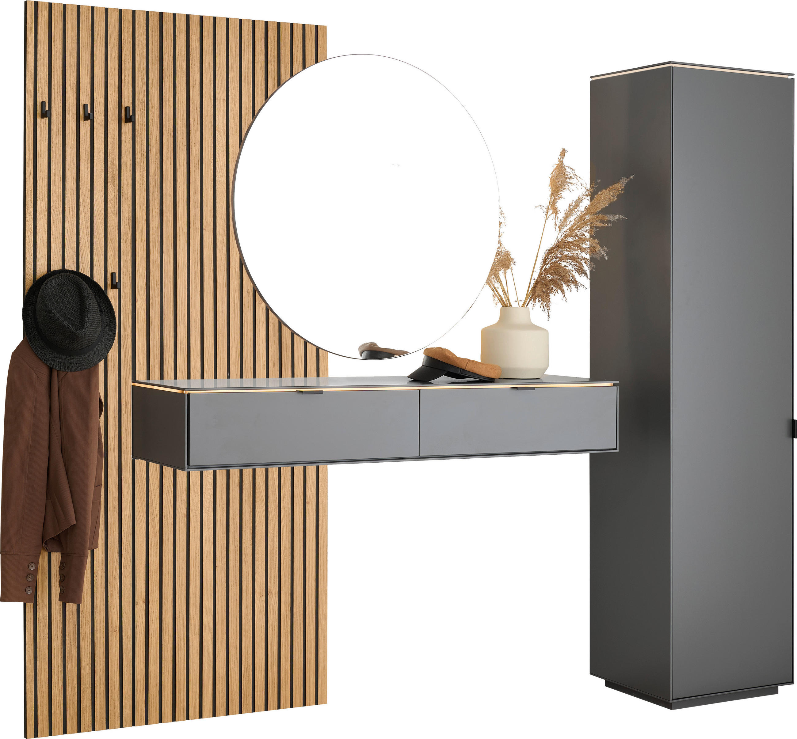 GARDEROBE  in 270,5/200/40 cm  - Anthrazit/Naturfarben, Design, Glas/Holz (270,5/200/40cm) - Dieter Knoll