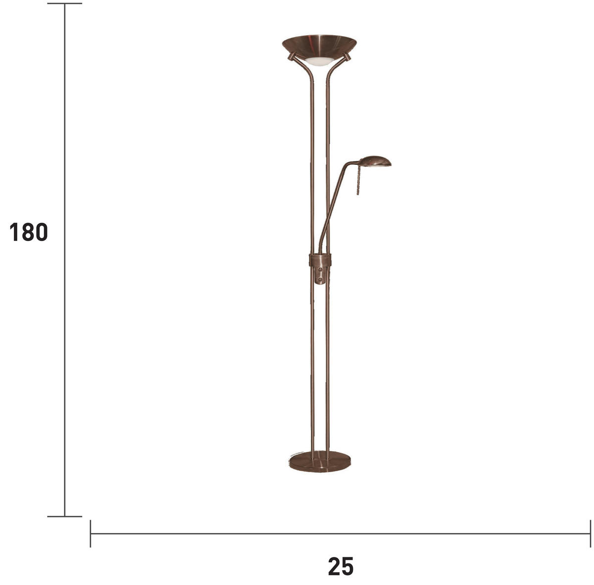 LED-STEHLEUCHTE 25.4/180 cm    - Messingfarben, Basics, Glas/Metall (25.4/180cm)