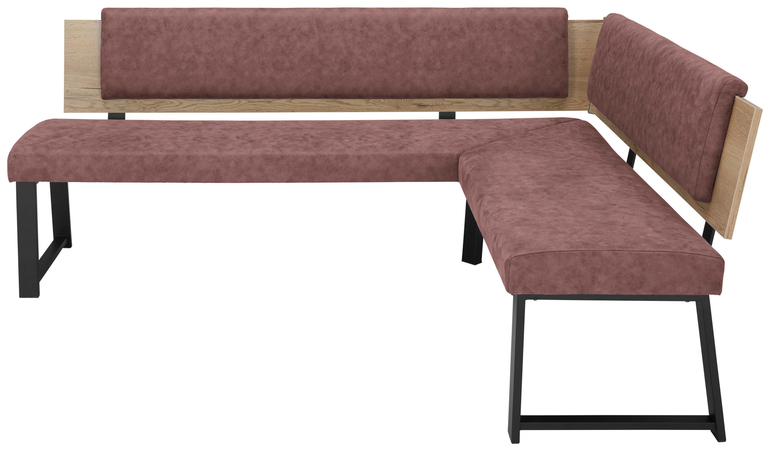 ECKBANK 200/190 cm  in Altrosa  - Schwarz/Altrosa, MODERN, Holzwerkstoff/Textil (200/190cm) - Venda