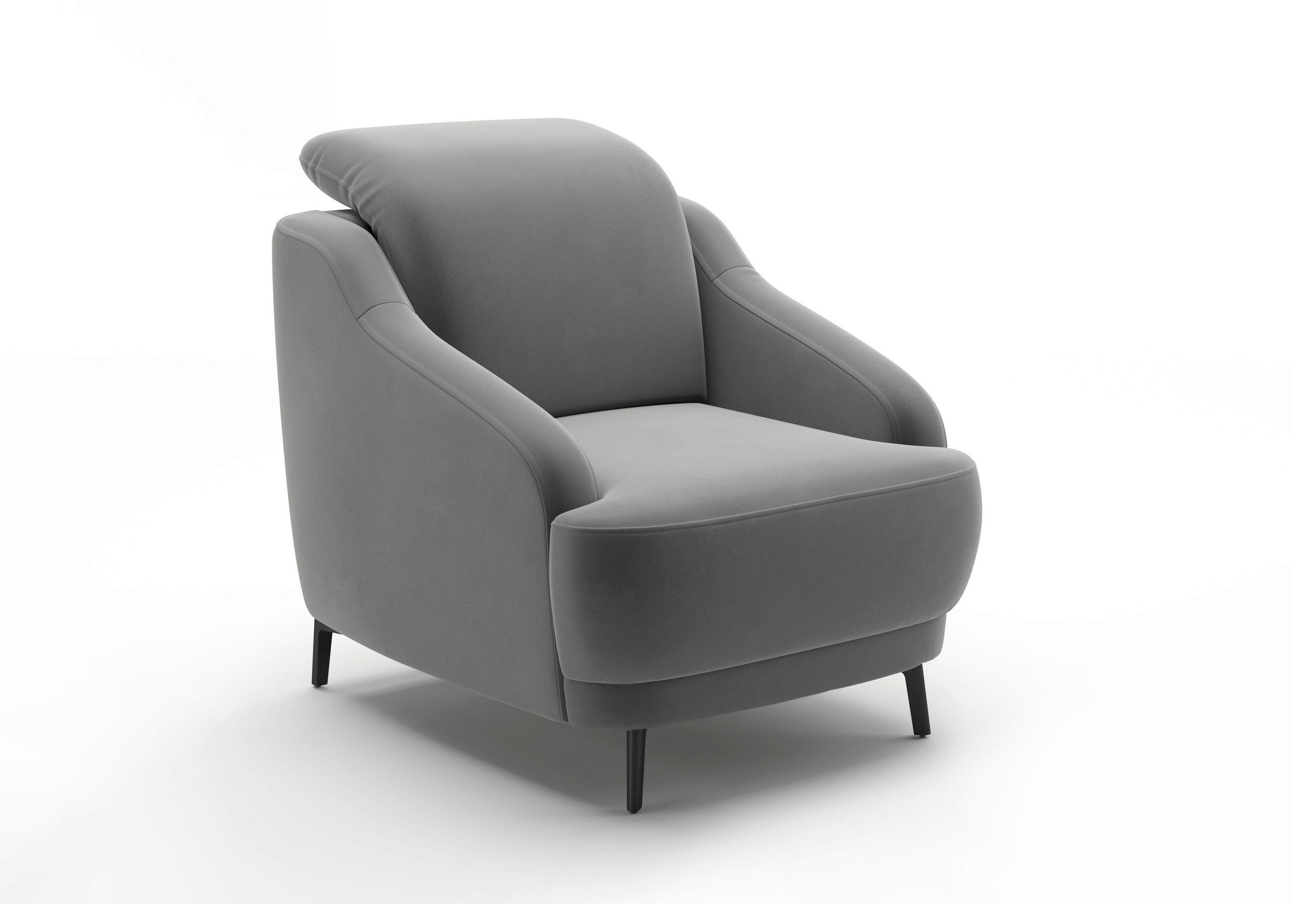 SESSEL in Samt Grau - Schwarz/Grau, MODERN, Textil/Metall (87/93/104cm) - Sit & More