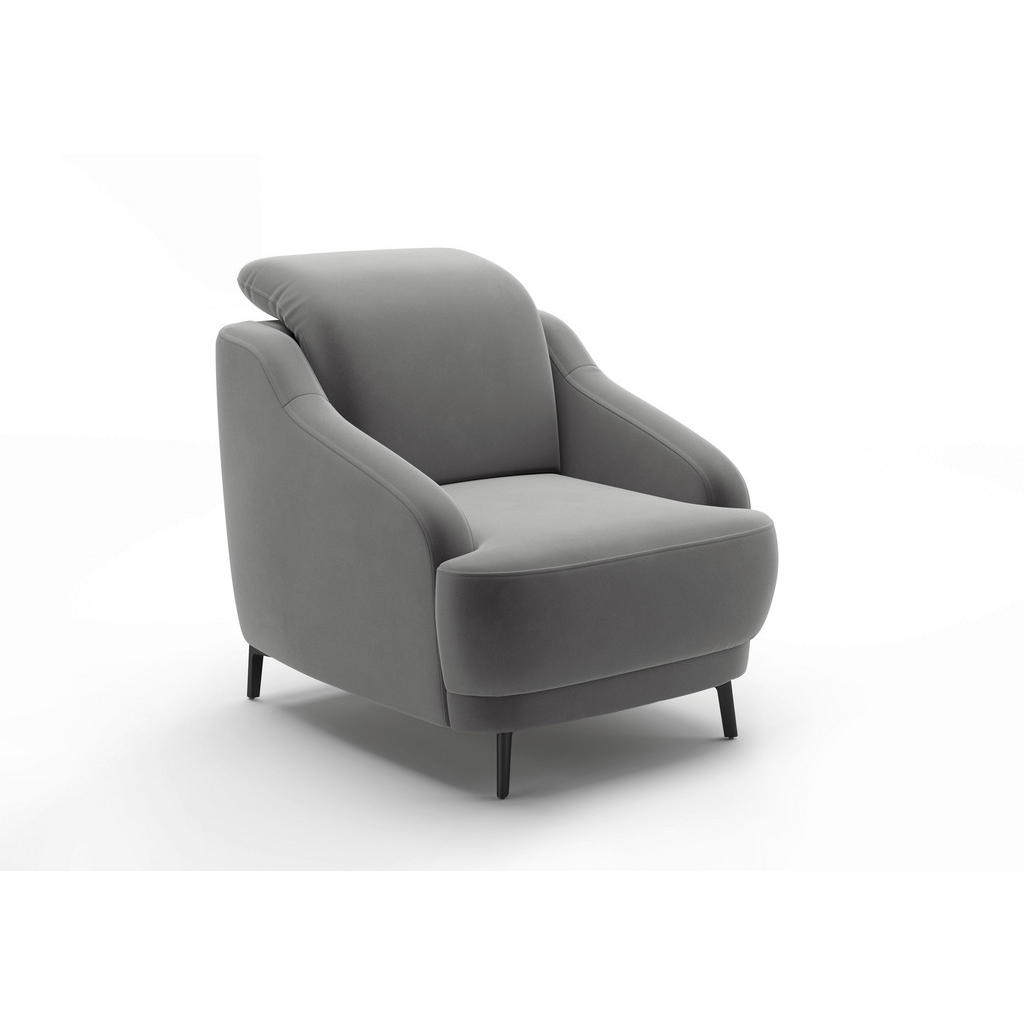 Thumbnail - Sit & More Sessel Blues V, Grau, Textil, 87x93x104 cm, Goldenes M, Oeko-Tex® Standard 100, Made in Europe, DGM-Klimapakt...