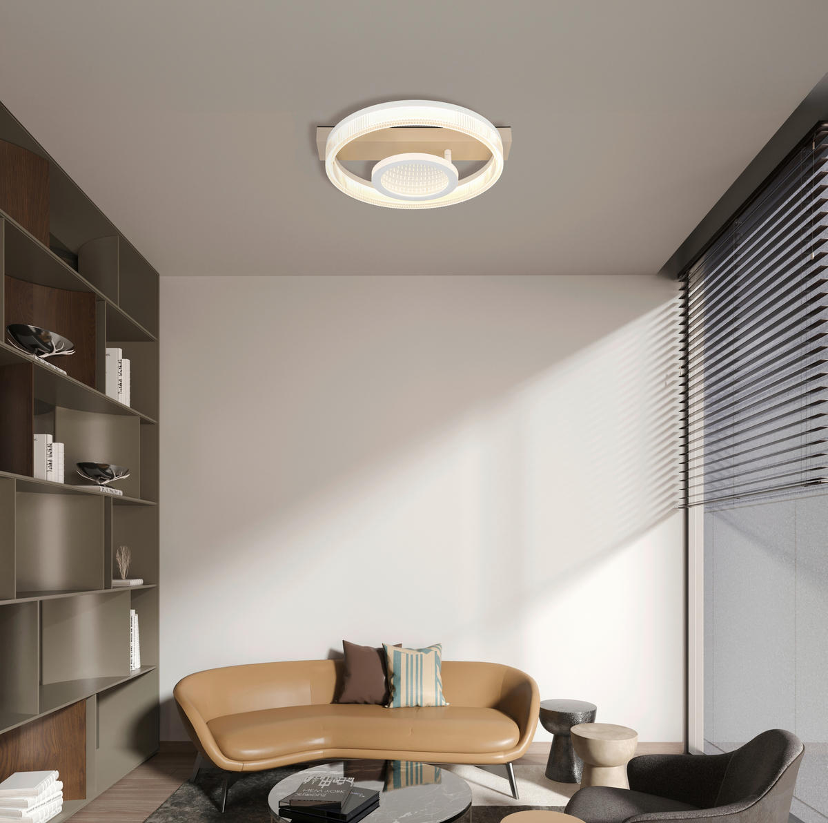 LED-DECKENLEUCHTE 36/33/10 cm   - Sandfarben/Transparent, Design, Kunststoff/Metall (36/33/10cm) - Globo