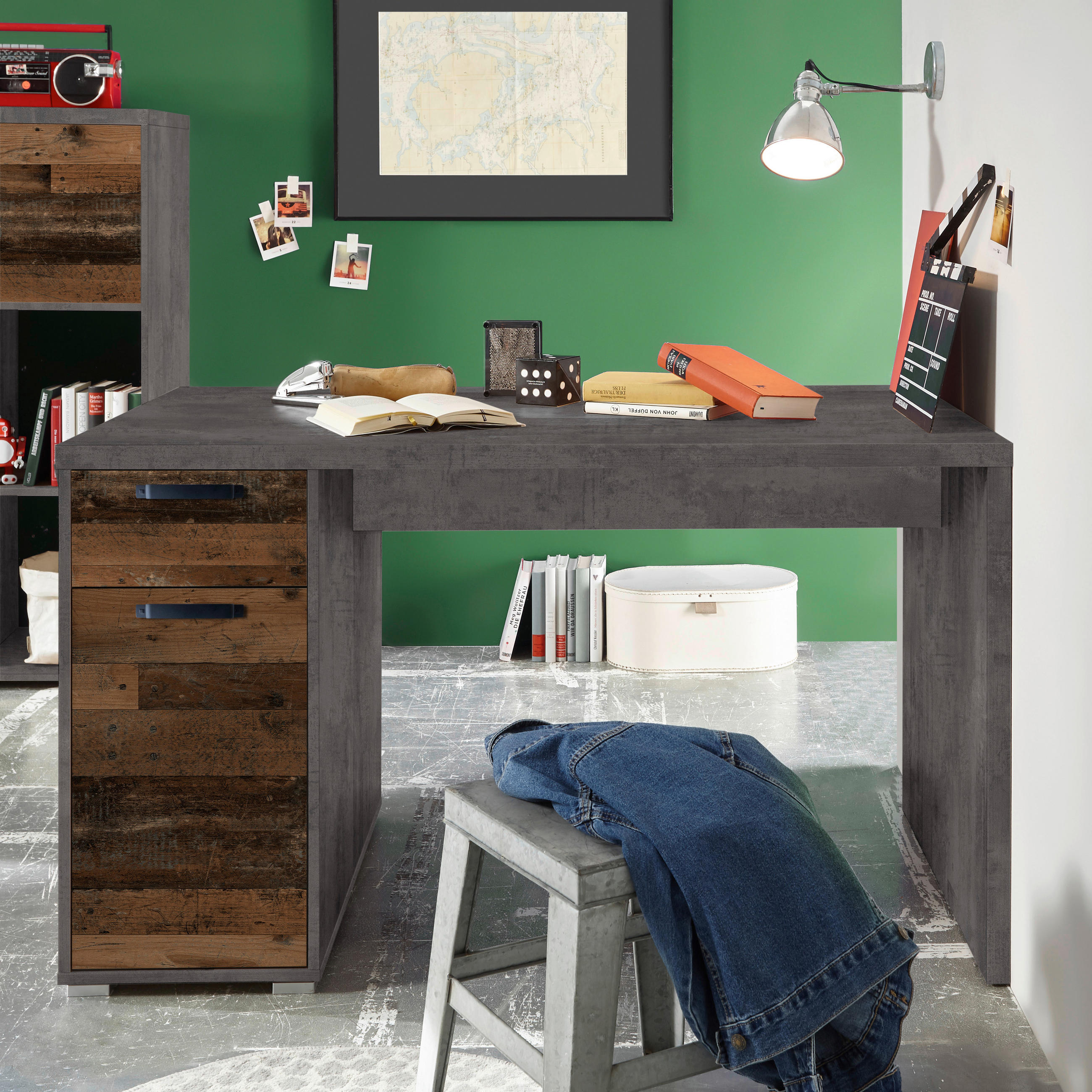 SCHREIBTISCH 130/70/71,2 cm  in Braun, Grau  - Graphitfarben/Braun, Trend, Holzwerkstoff/Kunststoff (130/70/71,2cm) - Ti'me