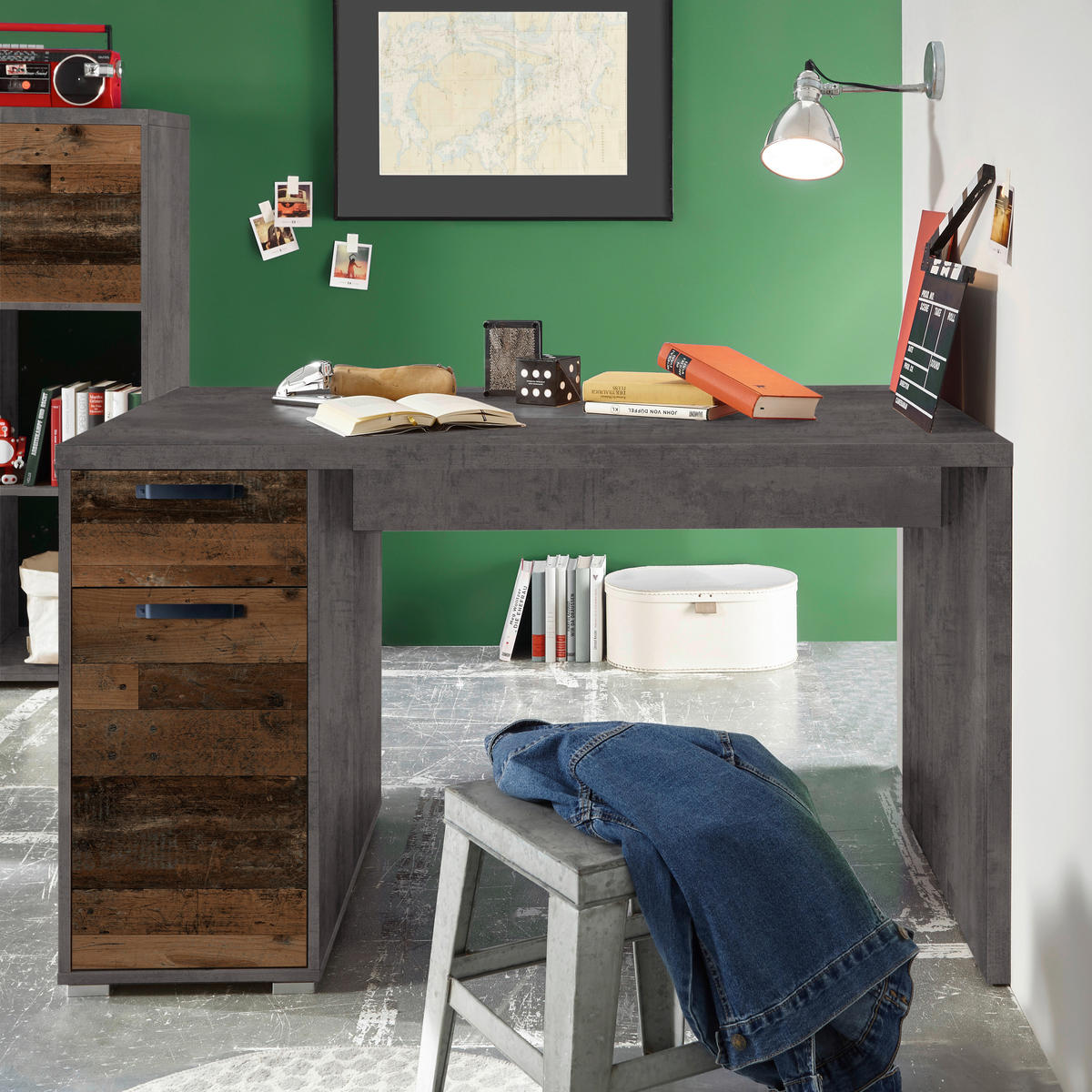 SCHREIBTISCH 130/70/71,2 cm  in Braun, Grau  - Graphitfarben/Braun, Trend, Holzwerkstoff/Kunststoff (130/70/71,2cm) - Ti'me