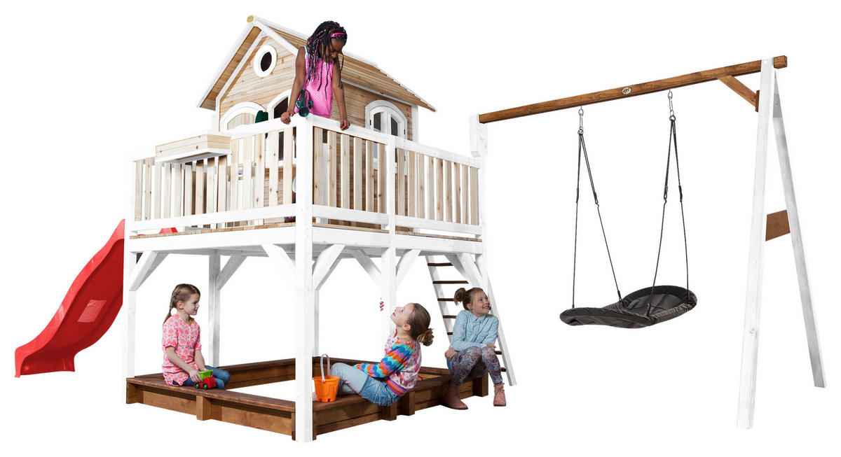 SPIELTURM 613/291/277 cm  - Rot/Braun, KONVENTIONELL, Holz (613/291/277cm) - Ambia Garden