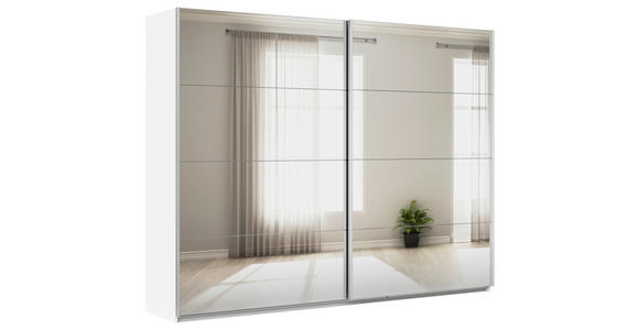 SCHWEBETÜRENSCHRANK  in Weiß  - Alufarben/Weiß, KONVENTIONELL, Glas/Holzwerkstoff (271/229/62cm) - Xora