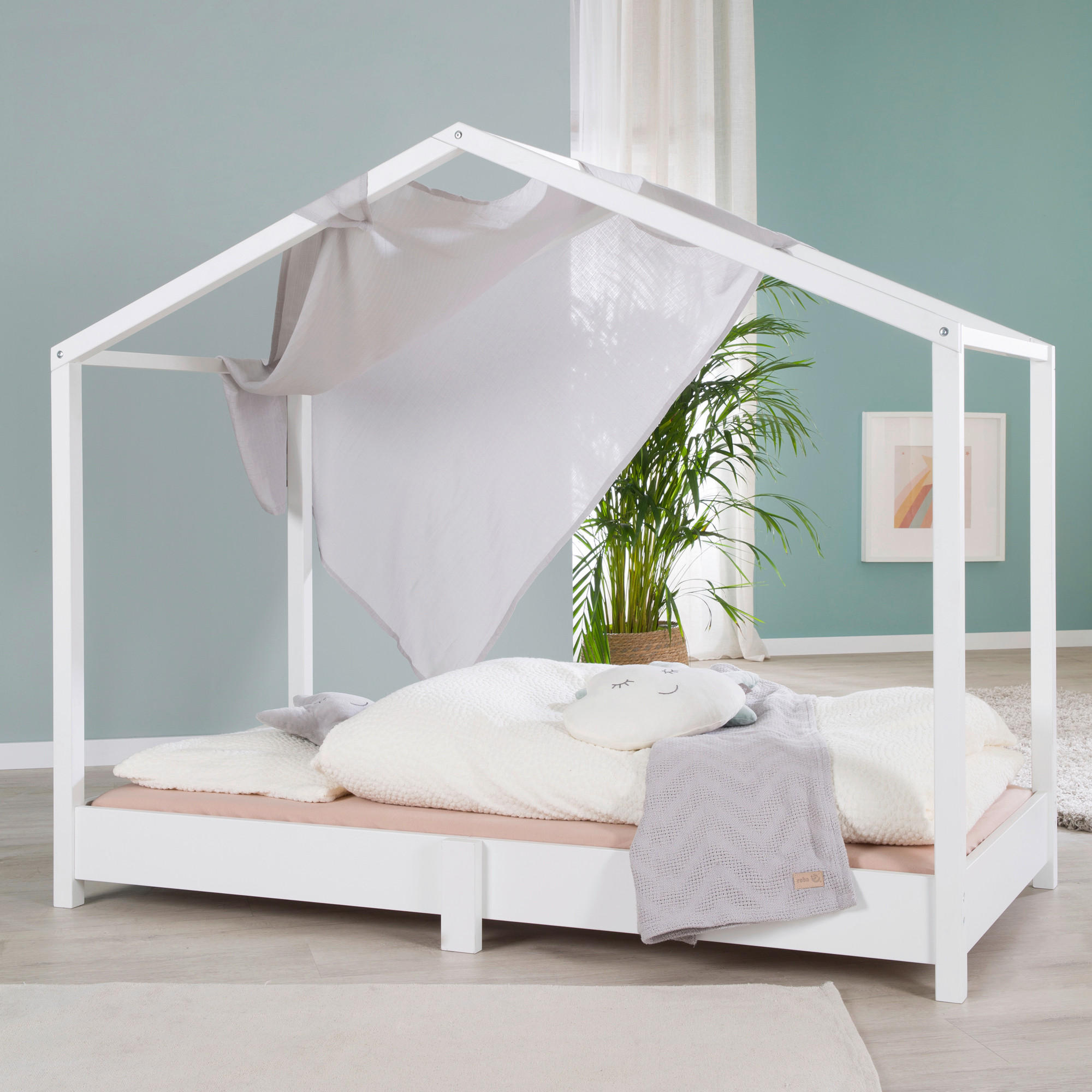 BODENBETT Weiss  - Weiss, Basics, Holzwerkstoff (76,5/121/146cm) - Roba