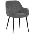 ARMLEHNSTUHL  Stoffauswahl, inklusive Armlehnen Cord  - Dunkelgrau/Schwarz, Design, Textil/Metall (57/85/60cm) - Xora